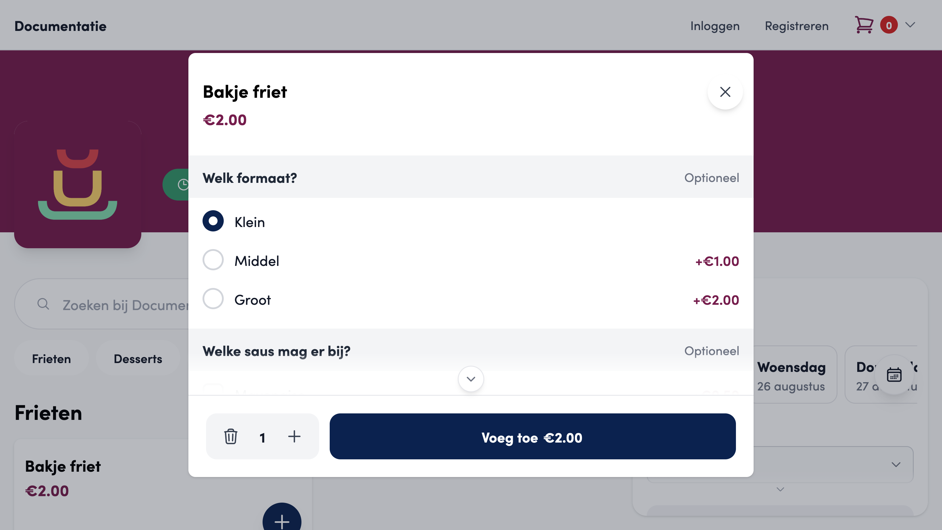 Example on the webshop