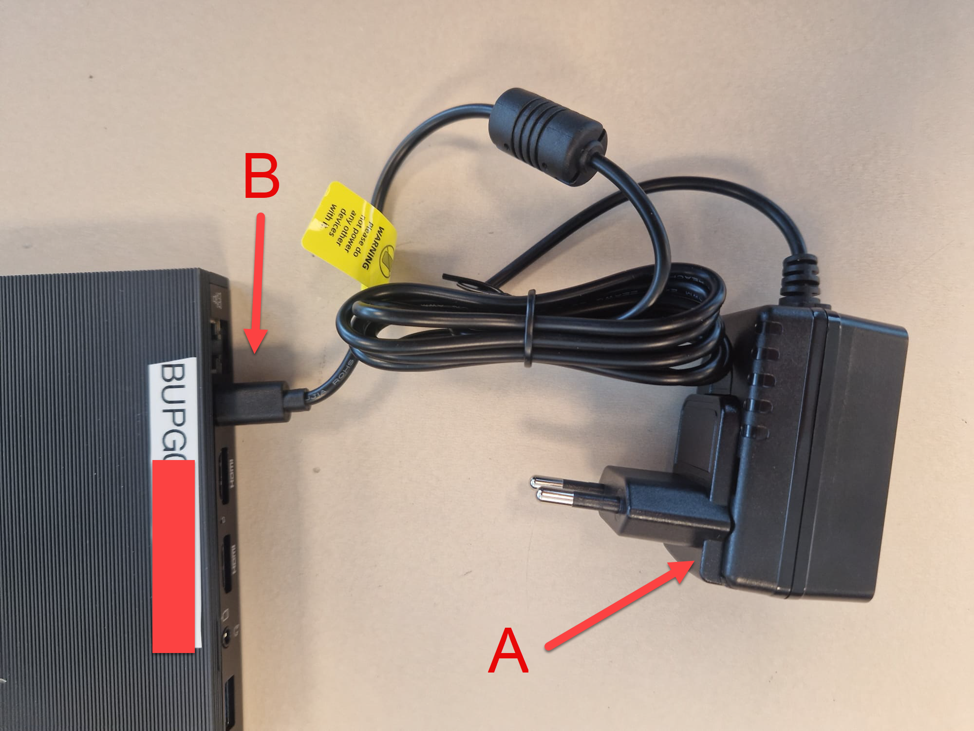 Power cable in the mini computer