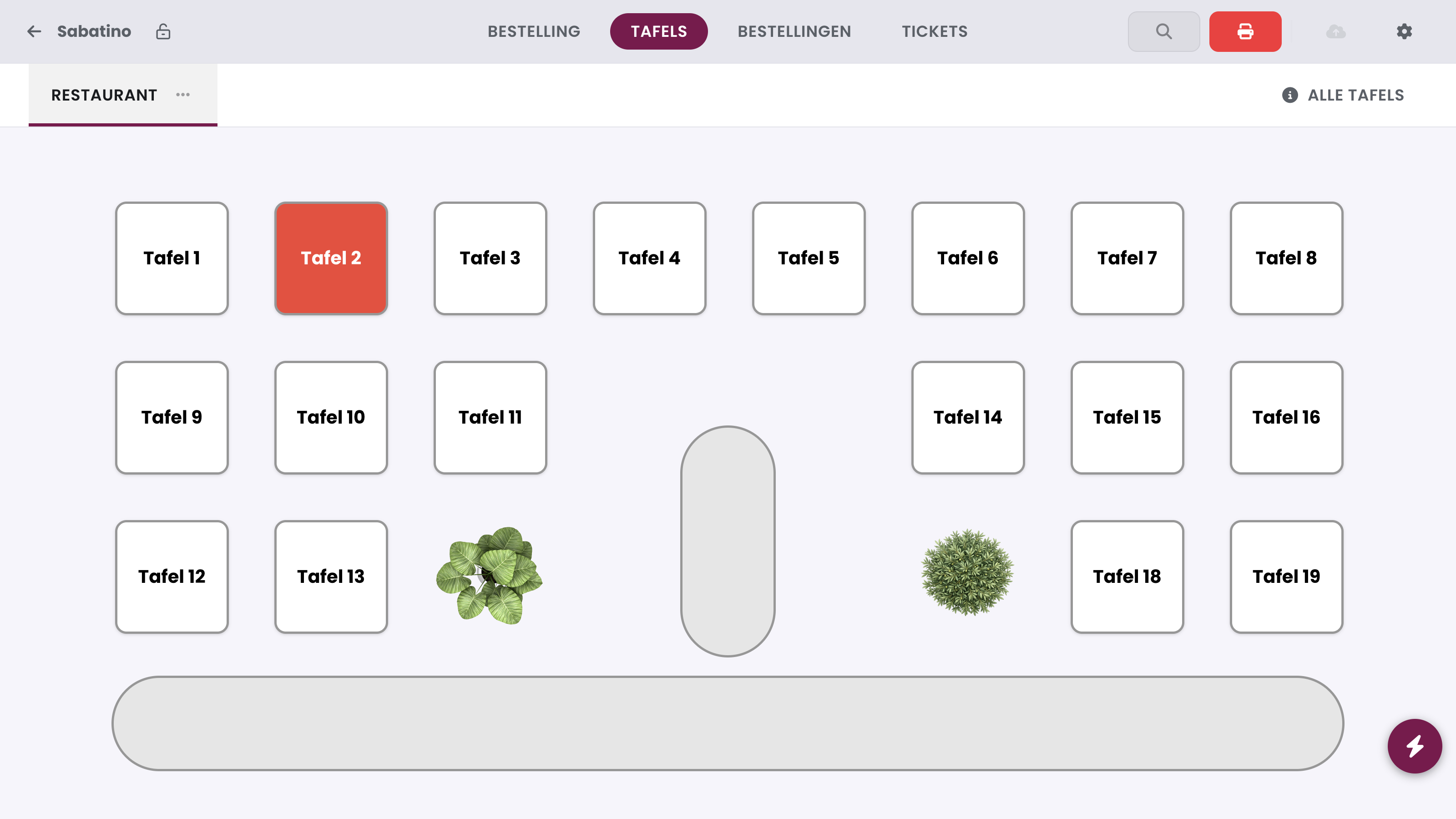 The table overview. Tap the three dots next to Restaurant.